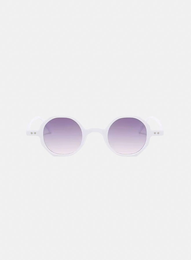 korico Oris White Full Rim Round Sunglasses - Image 2